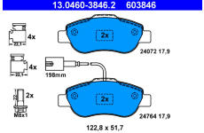 Sada brzdových destiček, kotoučová brzda ATE 13.0460-3846.2