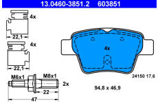 Sada brzdových destiček, kotoučová brzda ATE 13.0460-3851.2