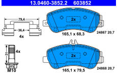Sada brzdových destiček, kotoučová brzda ATE ATE 13.0460-3852.2