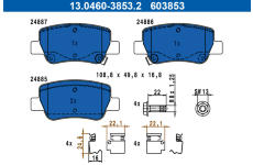 Sada brzdových destiček, kotoučová brzda ATE 13.0460-3853.2