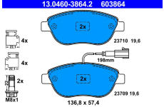 Sada brzdových destiček, kotoučová brzda ATE 13.0460-3864.2