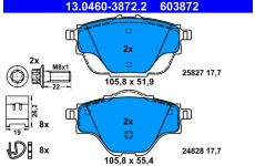 Sada brzdových destiček, kotoučová brzda ATE 13.0460-3872.2