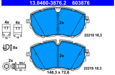 Sada brzdových destiček, kotoučová brzda ATE 13.0460-3876.2