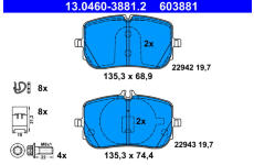 Sada brzdových platničiek kotúčovej brzdy ATE 13.0460-3881.2