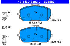 Sada brzdových platničiek kotúčovej brzdy ATE 13.0460-3882.2