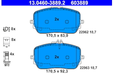 Sada brzdových platničiek kotúčovej brzdy ATE 13.0460-3889.2