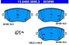 Sada brzdových destiček, kotoučová brzda ATE 13.0460-3890.2