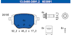 Sada brzdových destiček, kotoučová brzda ATE 13.0460-3891.2