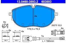 Sada brzdových destiček, kotoučová brzda ATE 13.0460-3893.2