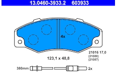 Sada brzdových destiček, kotoučová brzda ATE 13.0460-3933.2