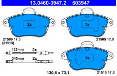 Sada brzdových destiček, kotoučová brzda ATE 13.0460-3947.2