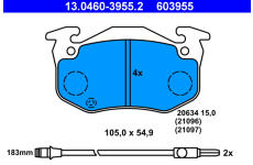 Sada brzdových platničiek kotúčovej brzdy ATE 13.0460-3955.2