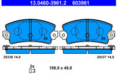 Sada brzdových destiček, kotoučová brzda ATE 13.0460-3961.2