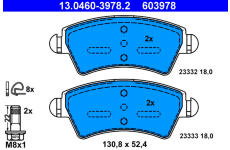 Sada brzdových destiček, kotoučová brzda ATE 13.0460-3978.2