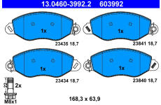 Sada brzdových destiček, kotoučová brzda ATE 13.0460-3992.2