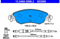 Sada brzdových destiček, kotoučová brzda ATE 13.0460-3996.2