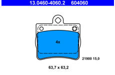 Sada brzdových destiček, kotoučová brzda ATE 13.0460-4060.2