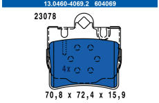 Sada brzdových destiček, kotoučová brzda ATE 13.0460-4069.2
