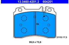 Sada brzdových destiček, kotoučová brzda ATE 13.0460-4201.2