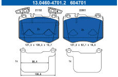 Sada brzdových destiček, kotoučová brzda ATE 13.0460-4701.2