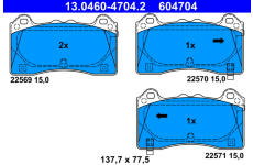 Sada brzdových destiček, kotoučová brzda ATE 13.0460-4704.2