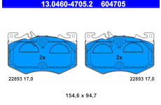 Sada brzdových destiček, kotoučová brzda ATE 13.0460-4705.2