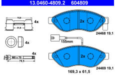 Sada brzdových platničiek kotúčovej brzdy ATE 13.0460-4809.2