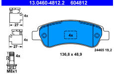 Sada brzdových destiček, kotoučová brzda ATE ATE 13.0460-4812.2