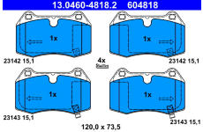 Sada brzdových destiček, kotoučová brzda ATE 13.0460-4818.2