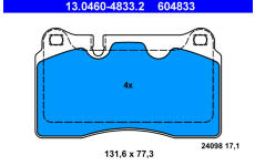 Sada brzdových destiček, kotoučová brzda ATE ATE 13.0460-4833.2