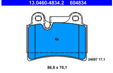 Sada brzdových destiček, kotoučová brzda ATE 13.0460-4834.2
