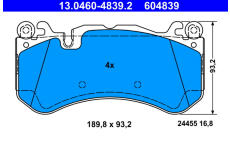 Sada brzdových destiček, kotoučová brzda ATE 13.0460-4839.2