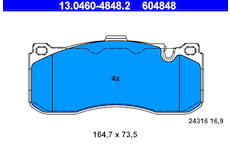 Sada brzdových destiček, kotoučová brzda ATE 13.0460-4848.2