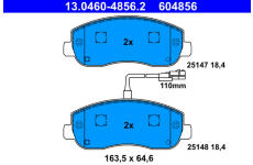 Sada brzdových destiček, kotoučová brzda ATE 13.0460-4856.2