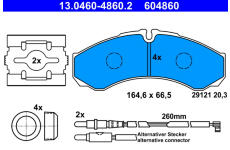 Sada brzdových destiček, kotoučová brzda ATE 13.0460-4860.2