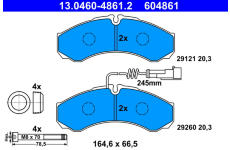 Sada brzdových destiček, kotoučová brzda ATE 13.0460-4861.2