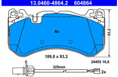 Sada brzdových destiček, kotoučová brzda ATE 13.0460-4864.2
