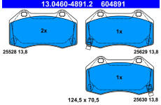 Sada brzdových destiček, kotoučová brzda ATE 13.0460-4891.2