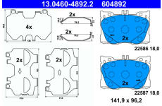 Sada brzdových destiček, kotoučová brzda ATE 13.0460-4892.2