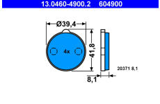 Sada brzdových destiček, kotoučová brzda ATE 13.0460-4900.2