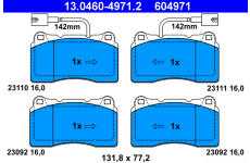 Sada brzdových destiček, kotoučová brzda ATE 13.0460-4971.2