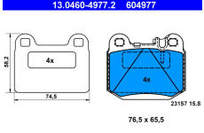 Sada brzdových destiček, kotoučová brzda ATE 13.0460-4977.2