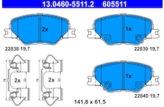 Sada brzdových destiček, kotoučová brzda ATE 13.0460-5511.2