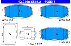 Sada brzdových destiček, kotoučová brzda ATE 13.0460-5515.2
