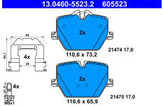Sada brzdových platničiek kotúčovej brzdy ATE 13.0460-5523.2