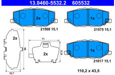 Sada brzdových destiček, kotoučová brzda ATE 13.0460-5532.2