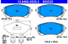 Sada brzdových platničiek kotúčovej brzdy ATE 13.0460-5535.2