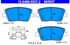 Sada brzdových destiček, kotoučová brzda ATE 13.0460-5537.2