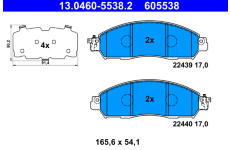 Sada brzdových destiček, kotoučová brzda ATE 13.0460-5538.2
