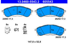 Sada brzdových destiček, kotoučová brzda ATE 13.0460-5543.2
